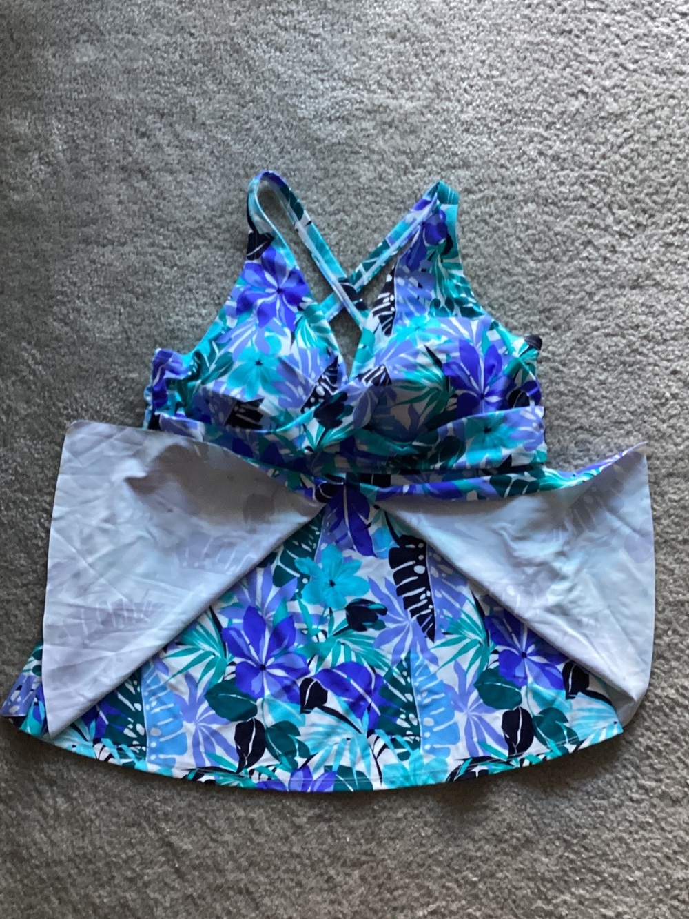 Swimsuits For All Blue & Teal Floral Top, Size 20 - Picture 5 of 8